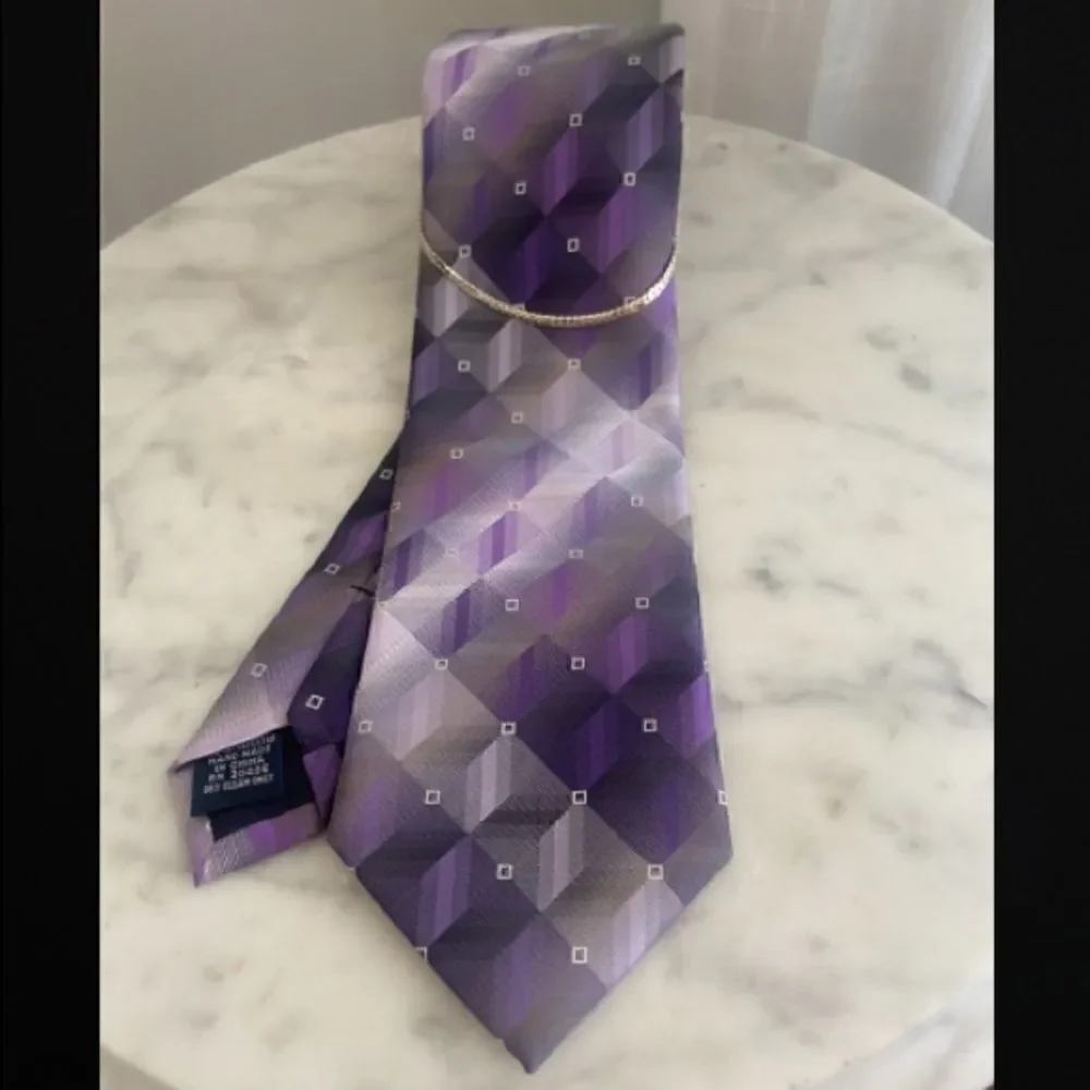 Pierre Cardin Purple Plum Bespoke Geometric Tie